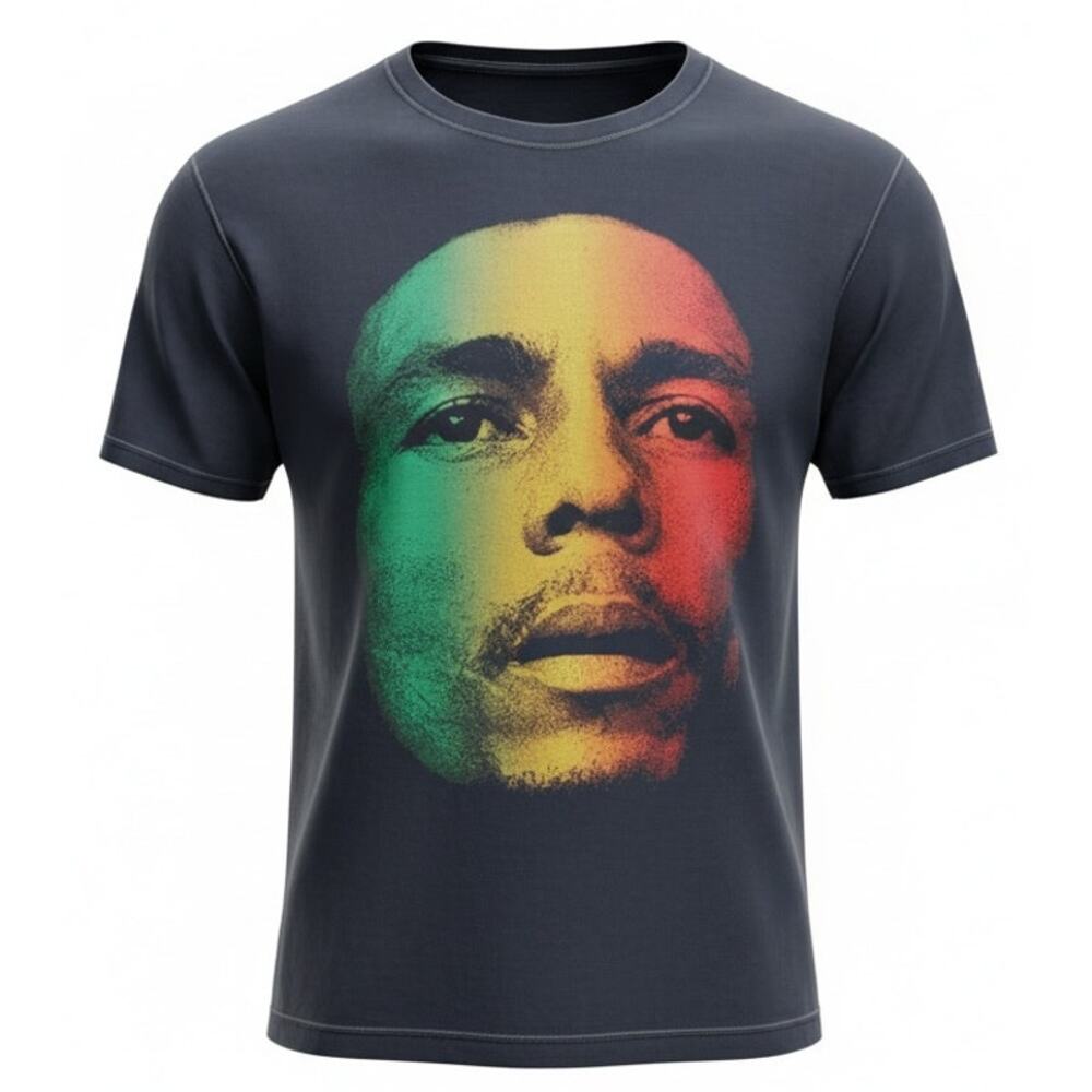 Bob Marley Blue T-shirt Reggae Artist Sz Large Activewear Gilden Guitar Music